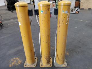 3x Heavy Duty Industrial Safety Bollards