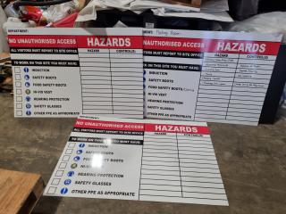 3x Plastic Board Workshop Safety Hazard Checklist Boards