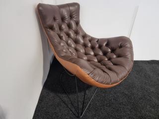 Sessel Style Curved Chair - Full Leather (Coffee Brown)