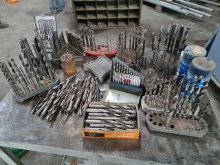 Assorted Jobber Drill Bits w/ Vintage Stands