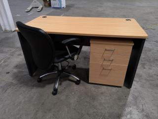 Office Desk Workstation w/ Mobile Drawer & Chair