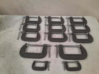 13 Assorted Fuller G Clamps (2-4")