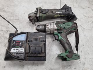 Hitachi 18V Cordless Drill and Angle Grinder w/ Charger