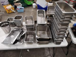 40x Assorted Stainless Steel Commercial Kitchen Food Bins