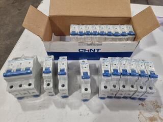 19x CHNT MCB Circuit Breakers, Assorted Types