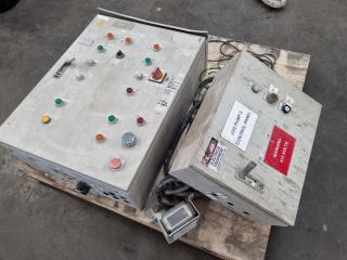 2x Industrial Electrical Control Boxes w/ Contents