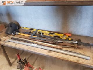 Assorted Tools, Clamps, Levels Etc