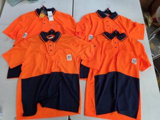 4x JB's Wear Men's Hi Viz Polo Shirts, Size L