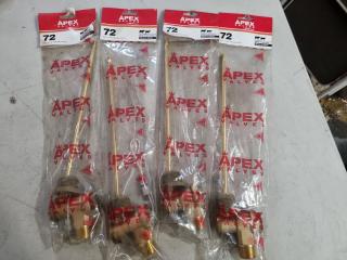 4x Full Flow Brass Trough Valve Assemblies by Apex Valves