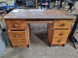 Vintage Wooden Workshop Desk