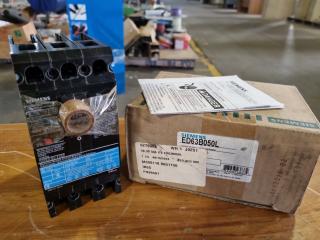 Siemens 50A 3-Pole 600V Circuit Breaker ED63B050L