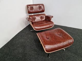 Eames Style Lounge Chair & Ottoman (Brown)