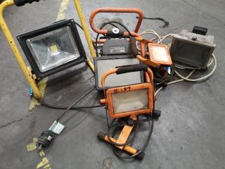 5x Assorted Worksite LED & Halogen Lights