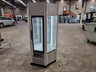 Mobile Hexagonal Shaped Refrigerated Food Display Cabinet, Faulty