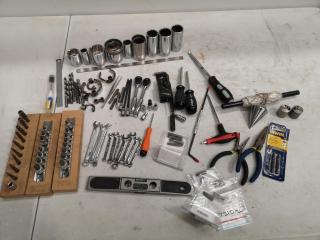 Assorted Hand Tools, Small Wrenches, Sockets, Drivers, Bits & More