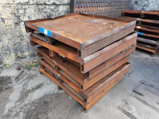 Stack of 6 Industrial Steel Pallets