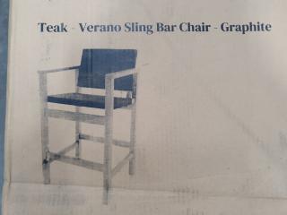 4 Seasons Teak Verano Sling Bar Chair - Graphite