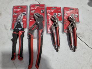 4x Assorted Milwaukee Pliers & Snips, New