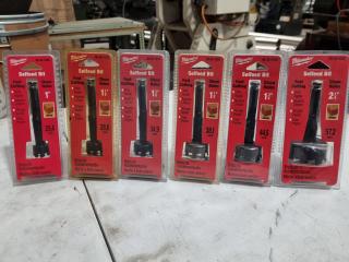 6x Milwaukee Selfeed Hole Wood Bits