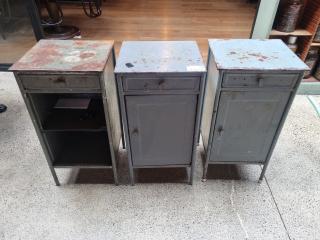 3 x Matching Industrial Steel Cabinets