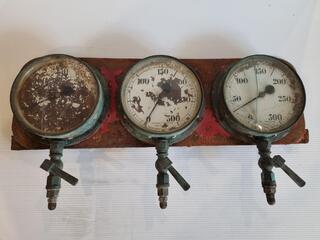 Antique Steamship Pressure Gauge Board