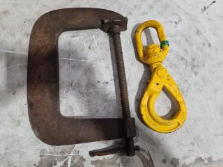 200mm G-Clamp w/ 3.15T Self Locking Swivel Hook