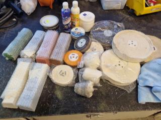 Assorted Professional Car Ploidhing Pads, Disks  Clay Bricks, Waxes, & More