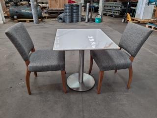 Modern Faux Marble Top Cafe Table w/ 2x Chairs