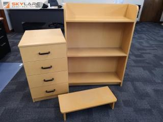 Office Drawer Unit, Book Storage Shelf, & Monitor Stand