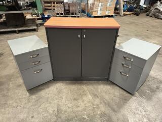 Office Cabinet with Two Drawer Pedestals