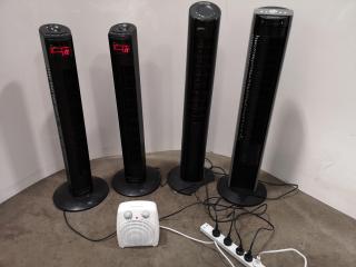 4x Tower Fans + 1x Fan Heater