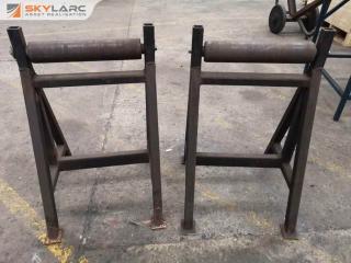 2x Heavy Duty Workshop Steel Material Roller Stands