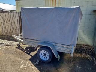 Single Axle Trailer w/Steel Cage & Canvas Cover by Motrax