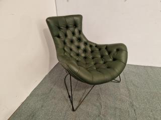 Reproduction Sessel Style Curved Lounge Chair  - Leather (Green)