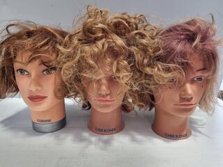 3x Dateline Hairdressing Practice Mannequin Heads