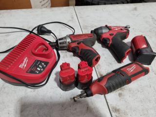 Milwaukee M12 Hex Impact, Screwdriver, Rotary Tool, & Morer