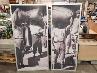 2x Historic Coffee Themed Photo Image Framed Cafe Displays
