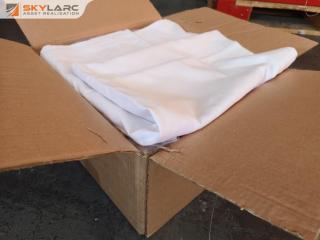 25x Commercial Grade White Satin Table Cloths, 1370x1370mm