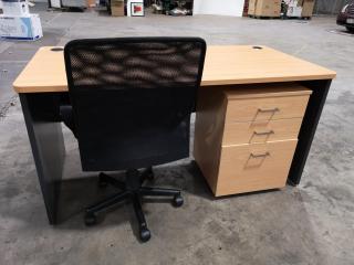 Office Desk Workstation w/ Mobile Drawer & Chair