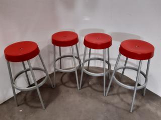 4 x Italian SCAB GIM Commercial Red Barrel Stools