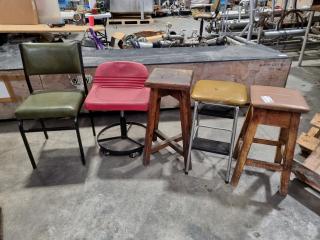 Assorted Vintage Workshop Stools / Chair