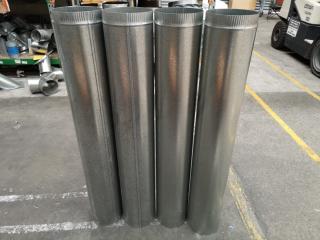 4x Galvanised Steel Duct Flues, 200x1200mm Size