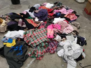 Large Assorted Lot of Table Cloths, Clothing, Uniforms, & More