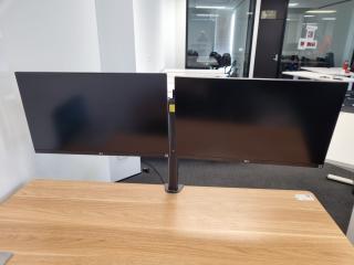 2x LG 27" Full UHD 4K IPS Monitors w/ Dual Monitor Desk Stand