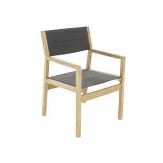 4 Seasons Teak Palma Outdoor Sling Dining Chair, Graphite, New