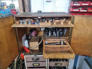 Wooden Cabinet and Contents of Tooling