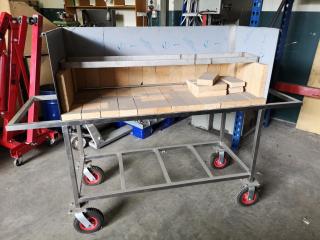 Custom Mobile Stainless Steel Workbench Trolley w/ Fire Brick Lining