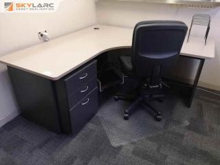 Office L-Shape Corner Workstation Desk w/ Mobile Drawer Unit & Chair