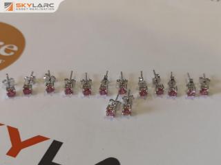 7x Pairs of Silver Stud Earrings w/ 4mm CZ Pink Stones