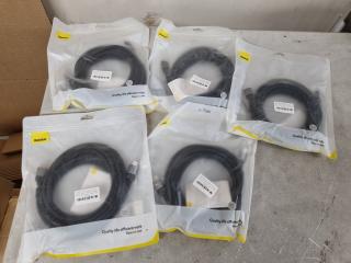 5x HDMI Video Cables, 5m Lengths, New